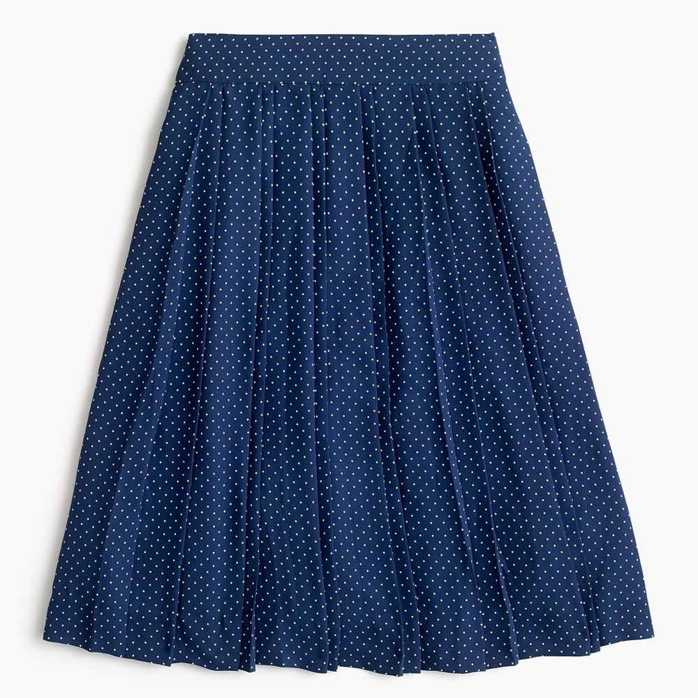 J.Crew Double-pleated midi skirt in polka dot
